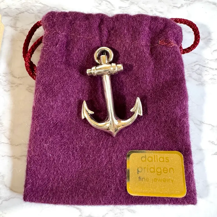Dallas Pridgen Sterling Silver Anchor Brooch/Pendant with Box & Bag