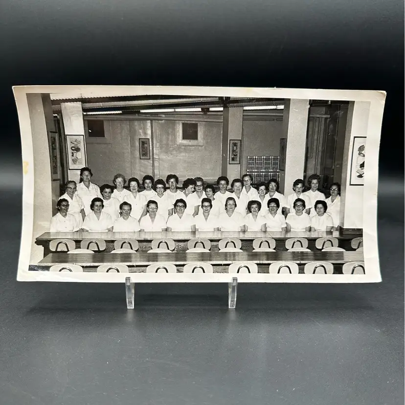 Vintage 1950s Lunch Lady FROCKS! Staff Black & White Large photograph