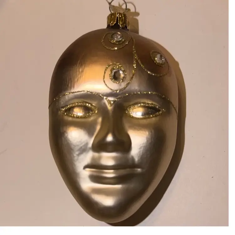 *RARE* Vintage Hand Made Juwel Gold Faced Glass Ornament.