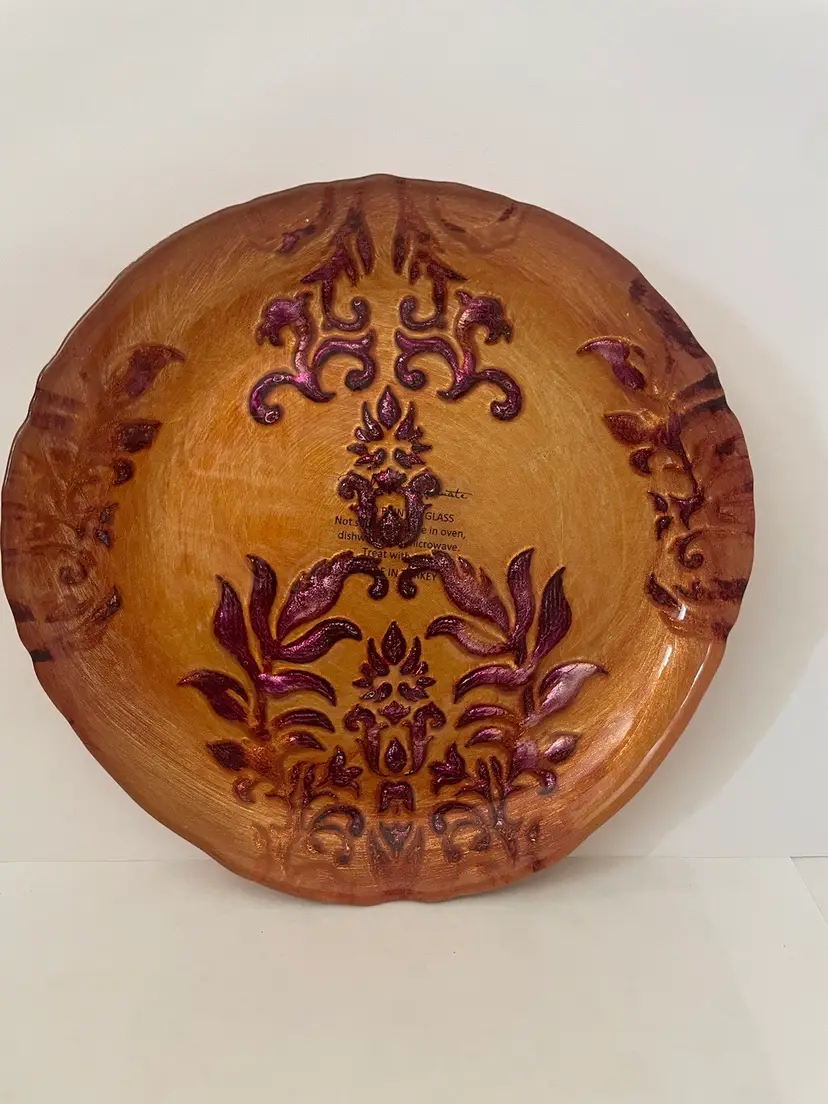 Damask Red Pomegranate Dish. Replacement. Trinket Dish Soap Dish Candy Dish. Turkey. Hand Painted Glass