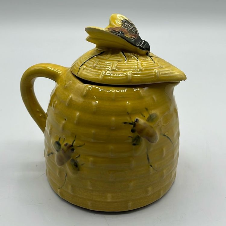 Ceramic Honey Syrup Pot With Bees