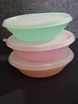 Vintage Tupperware Pastel Bowls with Lids - Set of 3