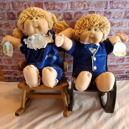 1985 Cabbage Patch Kids TWINS W/long loop Wheat Hair&Green Eyes W/TAGS