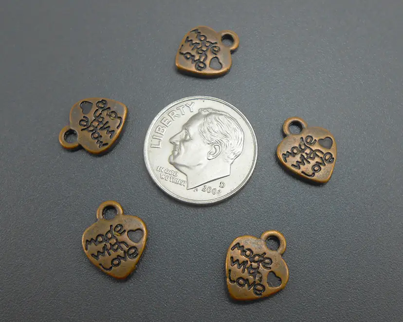 20pcs Made With Love Heart Charms #BC115