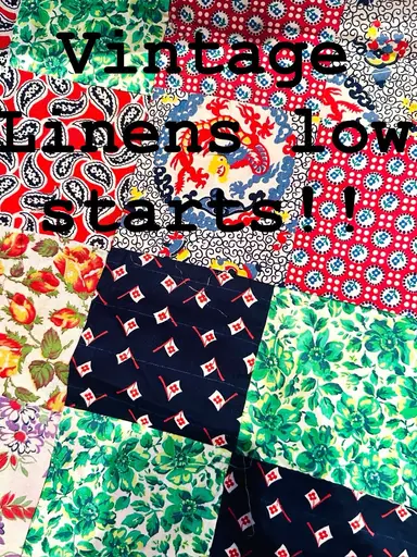 Vintage Quilts, Towels, Scarves, Cutters, Toppers All The Linens! 