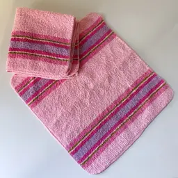 Vintage Set of 3 Pink Striped Washcloths by Cone Mills