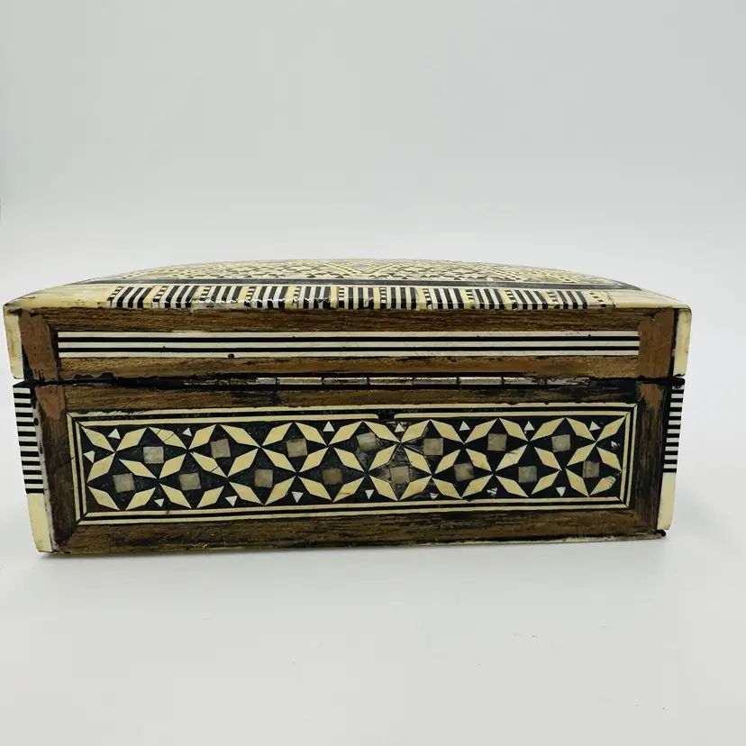 Mosaic Jewelry Box Marquetry Moorish Vintage Handmade Detailed Art Patterns