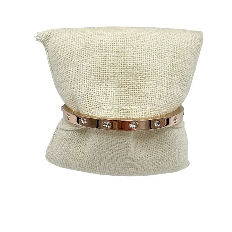 Kate Spade Set In Stone Crystal Rose Gold Hinged Bangle Bracelet