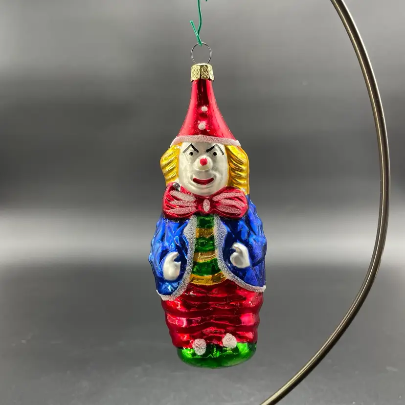 Blown Glass Clown Carnival Circus Hanging Christmas Ornament