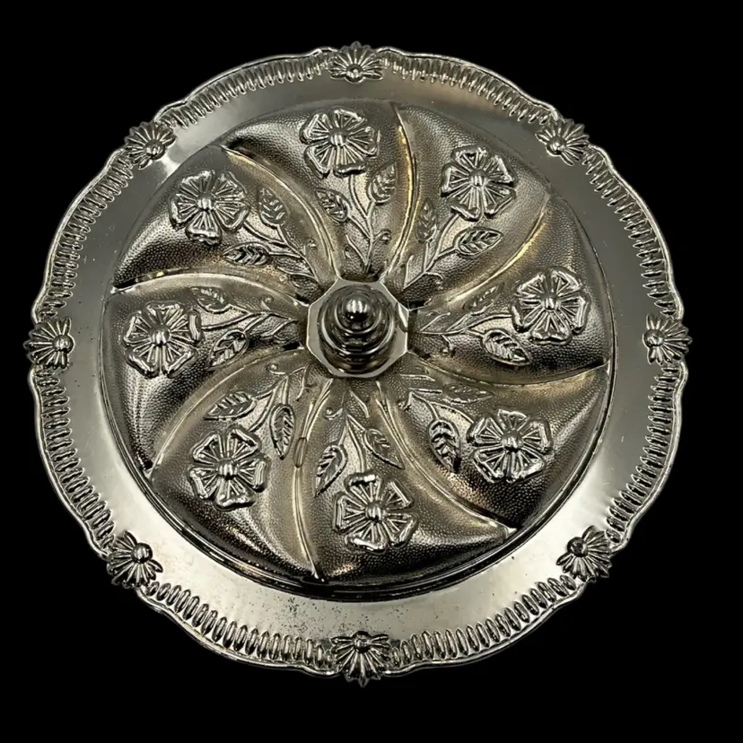 Silver-Plated Plastic Lidded Container With Divided Insert