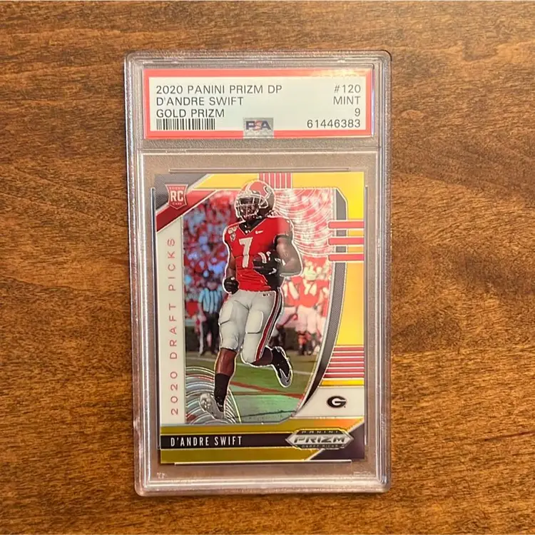 2020 Panini Prizm Draft Picks D'Andre Swift Gold Prizm Rookie Card RC #120 #'d 01/10 Graded PSA 9 Mint