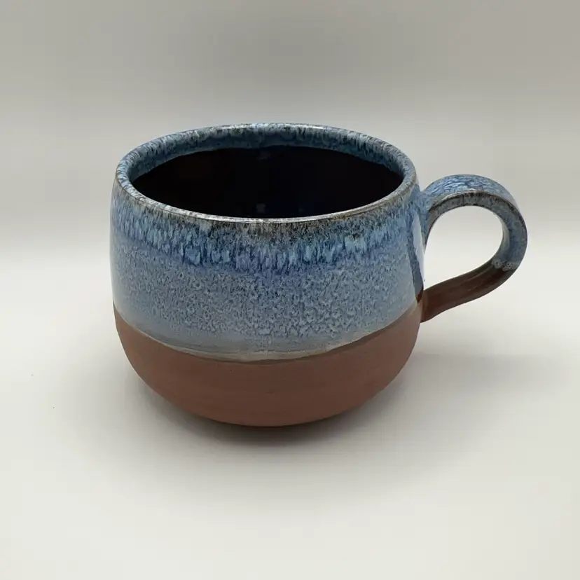 Artisan Made Signed Red Clay/Blue Glaze Mug