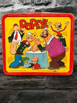 Vintage Metal POPEYE Lunch Box With Thermos