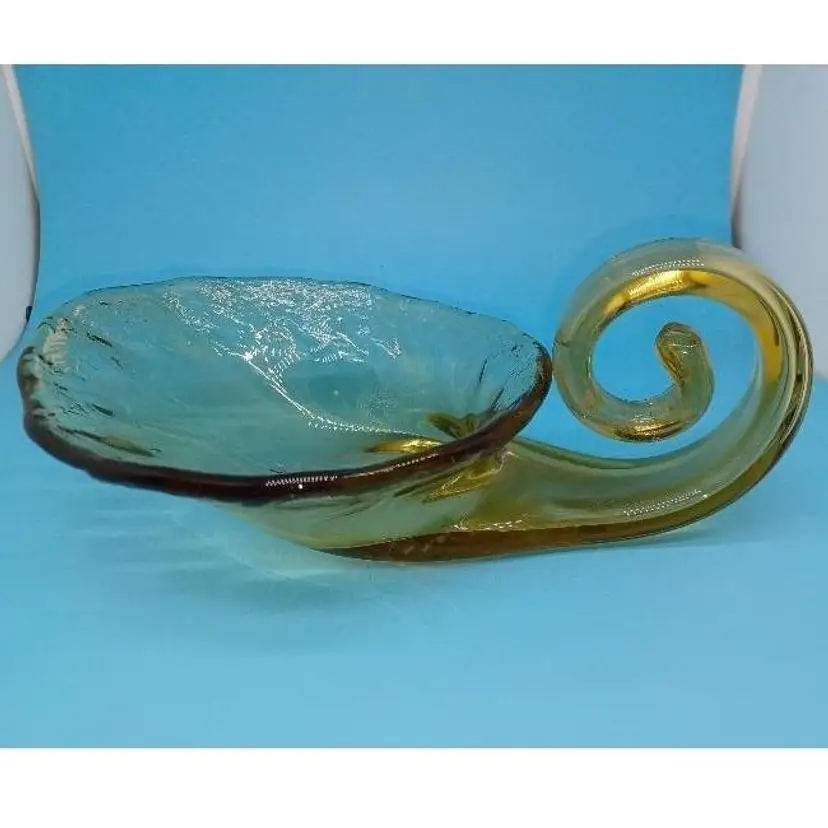 Vintage Hand Butterfly Cupola Amber Candy Trinket Dish Oklahoma Sooner