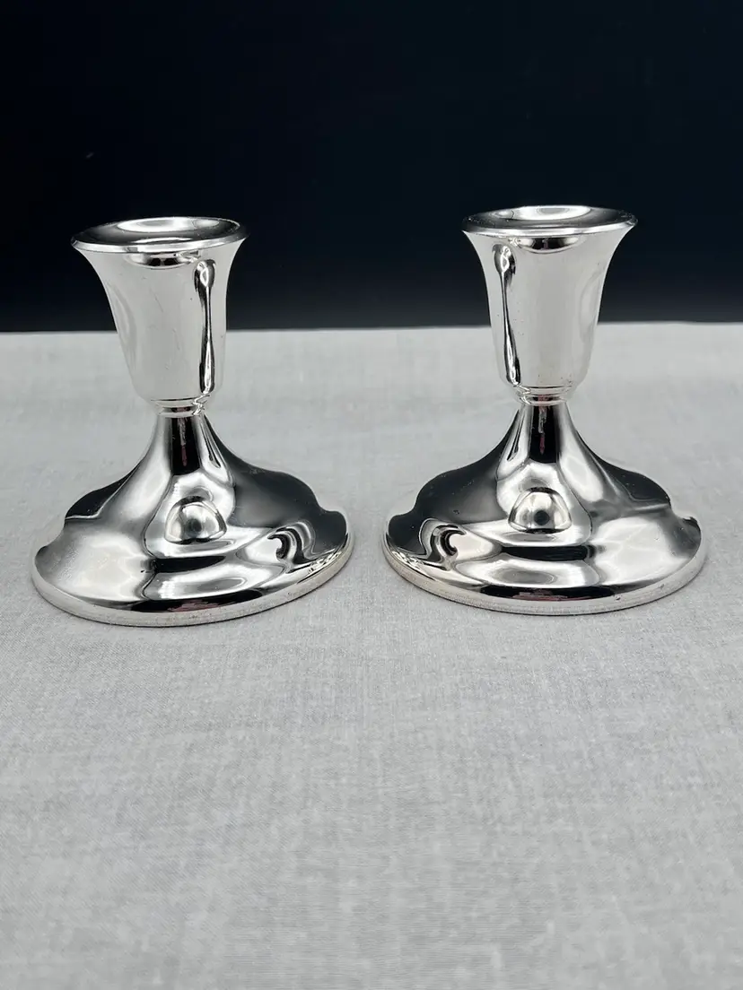 Beautiful Vintage Pair of Tarnish Resistant Silver Plated Candlesticks