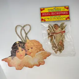 Merrimack 1979 Angel Decorations Hot Gold Stamped & Cherubs Paper Ornament Vintage Ephemera Lot