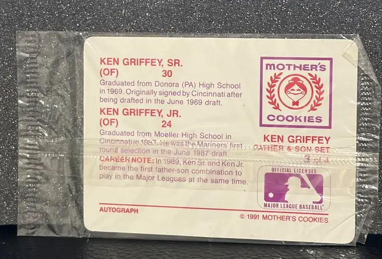 1991 Ken Griffey Father and Son Mother's Cookies Baseball Card