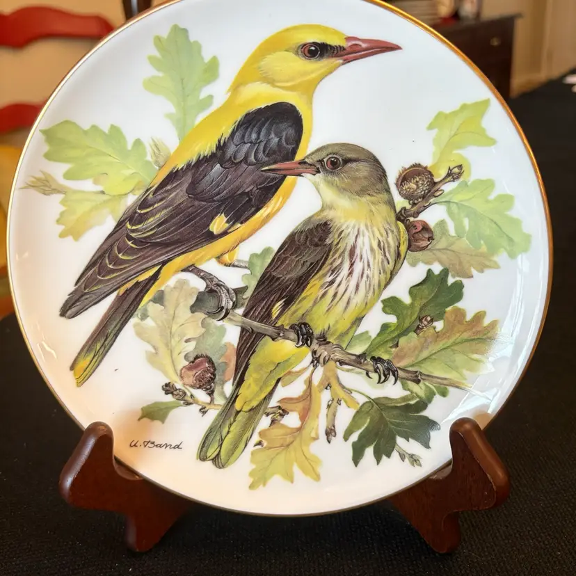 1986 WWF European Orioles Collectible Plate by Ursula Band - Vintage Ornitholog