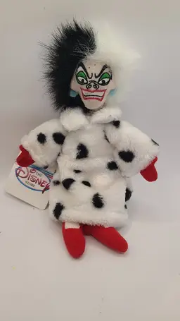 Vintage Disney Store Mini Bean Bag Plush Cruella Deville 101 Dalmations 9 inch