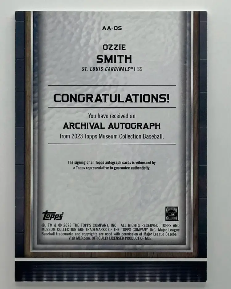 Ozzie Smith 2023 Topps Archival Auto /50