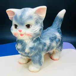 Djilly 18 - Vintage 50s Edward Mobley Kitty Cat Squeaky Rubber Toy with Sleepy Blinky Eyes - Sound WORKS!