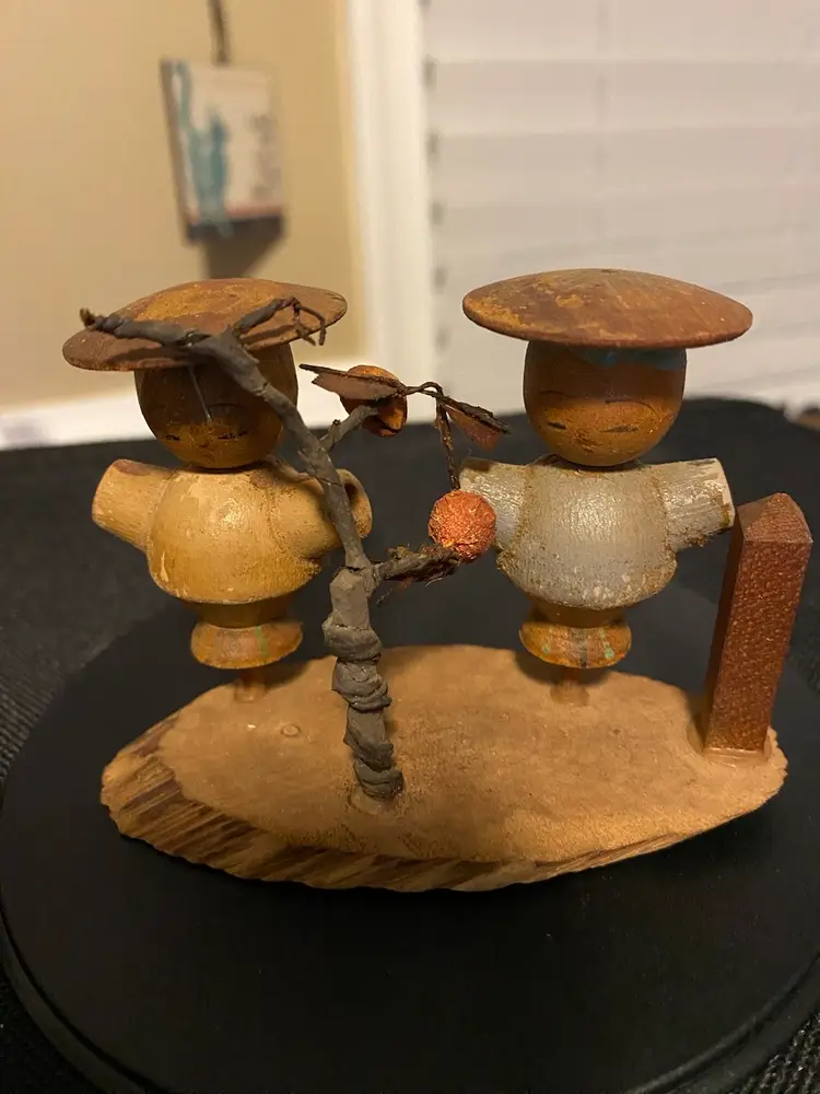 Small Wooden Kokeshi Boy & Girl Figurine