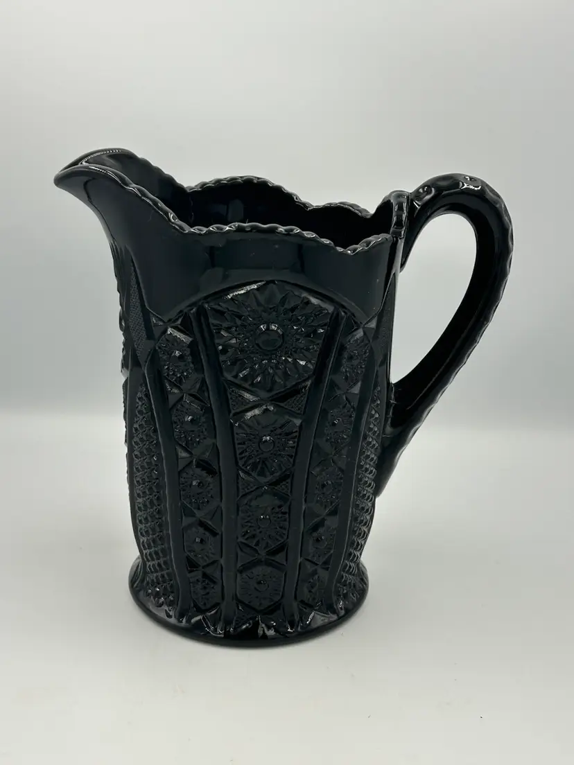 Vintage Indiana Glass Tiara Monarch black glass pitcher