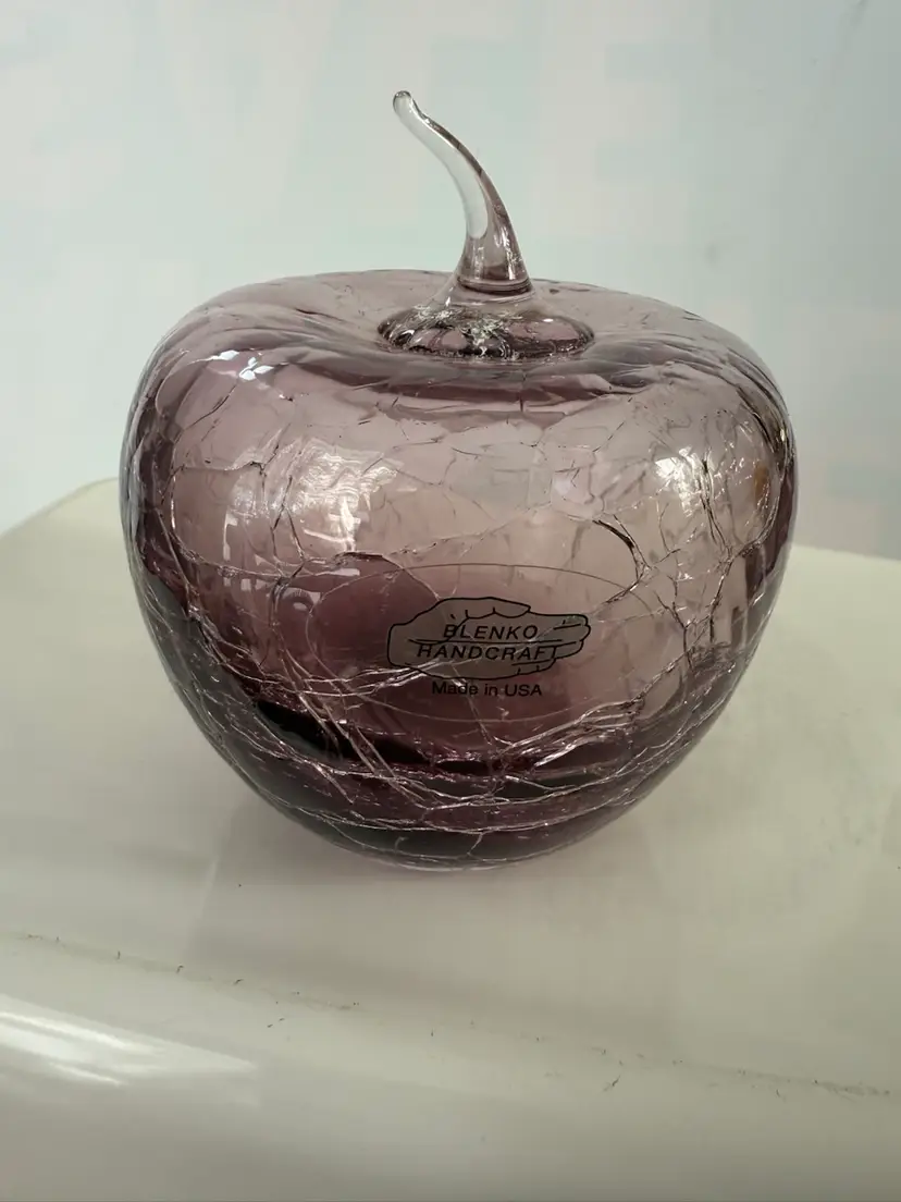 Blenko Crackle Glass Paperweight