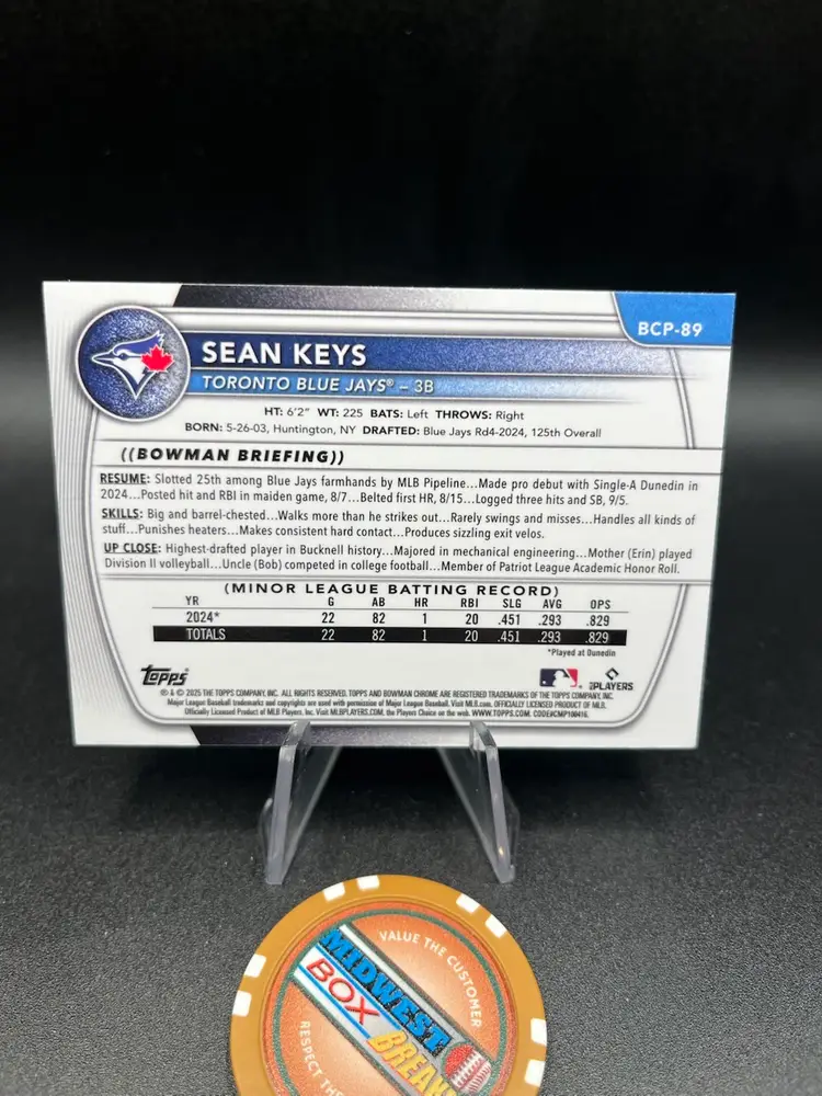 Sean Keys Reptilian Chrome 2025 Bowman Toronto Bluejays