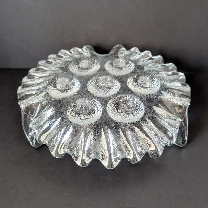 Rare Vintage Don Shepherd for Blenko Glass Ice Flow 7 Candle Holder Footed