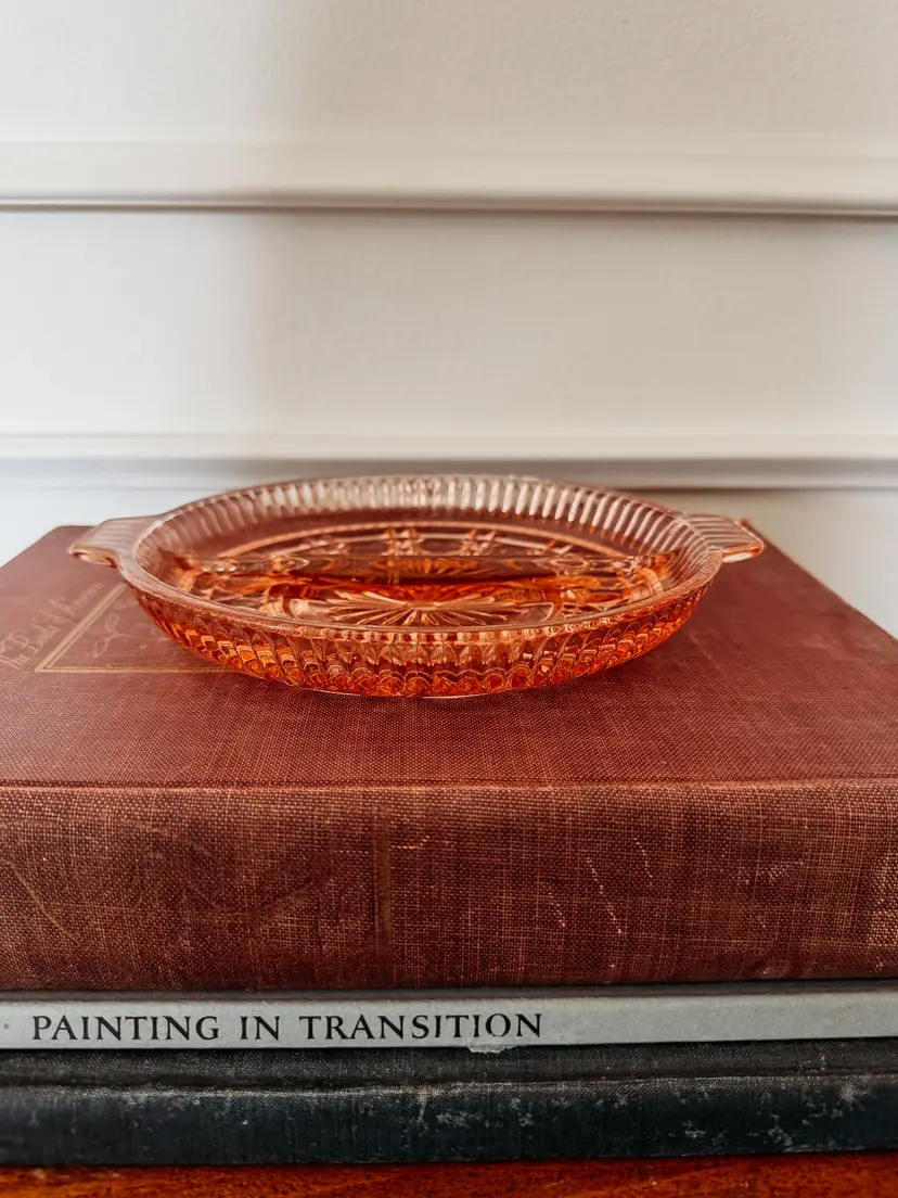 Indiana Glass Windsor Pink 2-part relish dish
