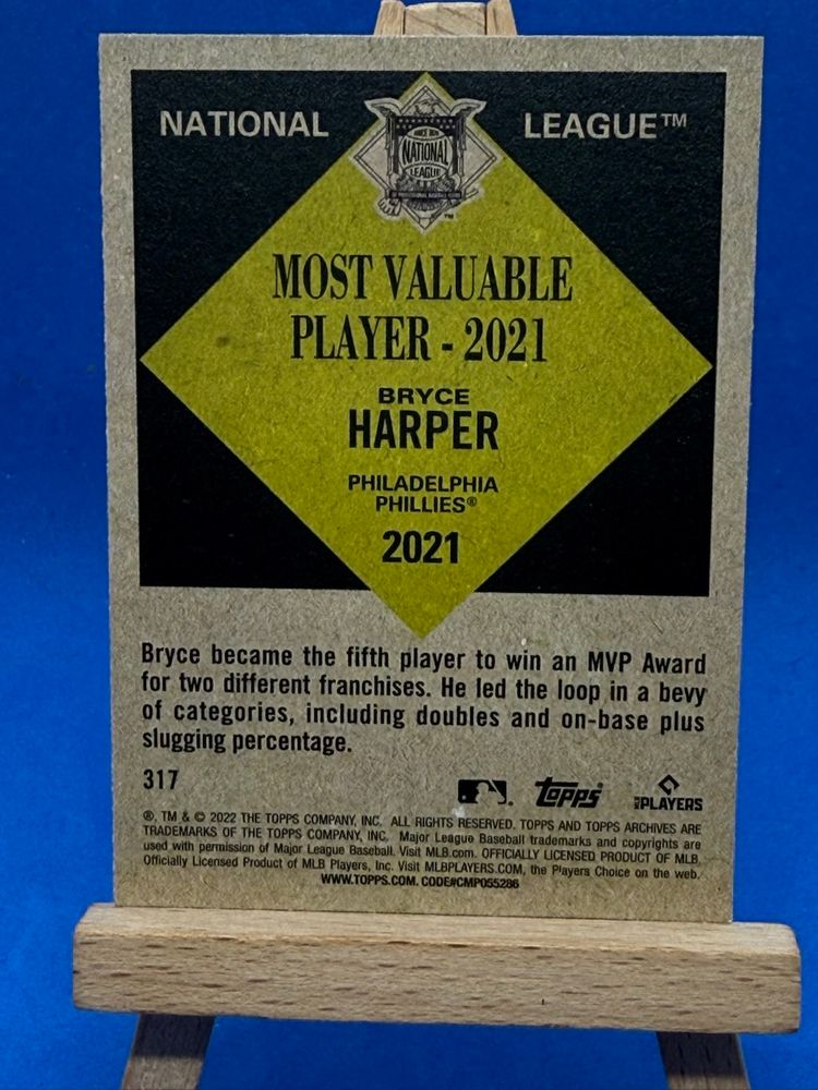 2022 Topps Archives Bryce Harper #317 MVP Philadelphia Phillies