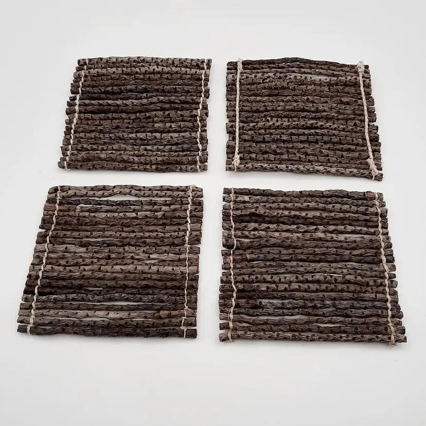Natural Twig Branch Rustic Coasters Set of 4