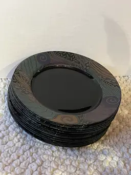 Arcoroc "Tampico" Modern Contemporary Pattern Salad Plates 10" France Set of 14