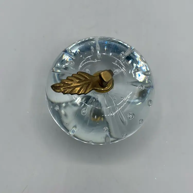 Dynasty Gallery China Clear Bubble Apple Gold Tone Leaf/Stem