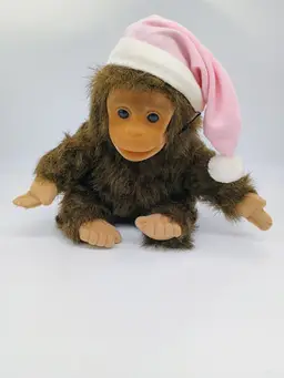 Vintage Hosung Baby Monkey Chimp Plush Flocked Soft Rubber Face Stuffed Animal
