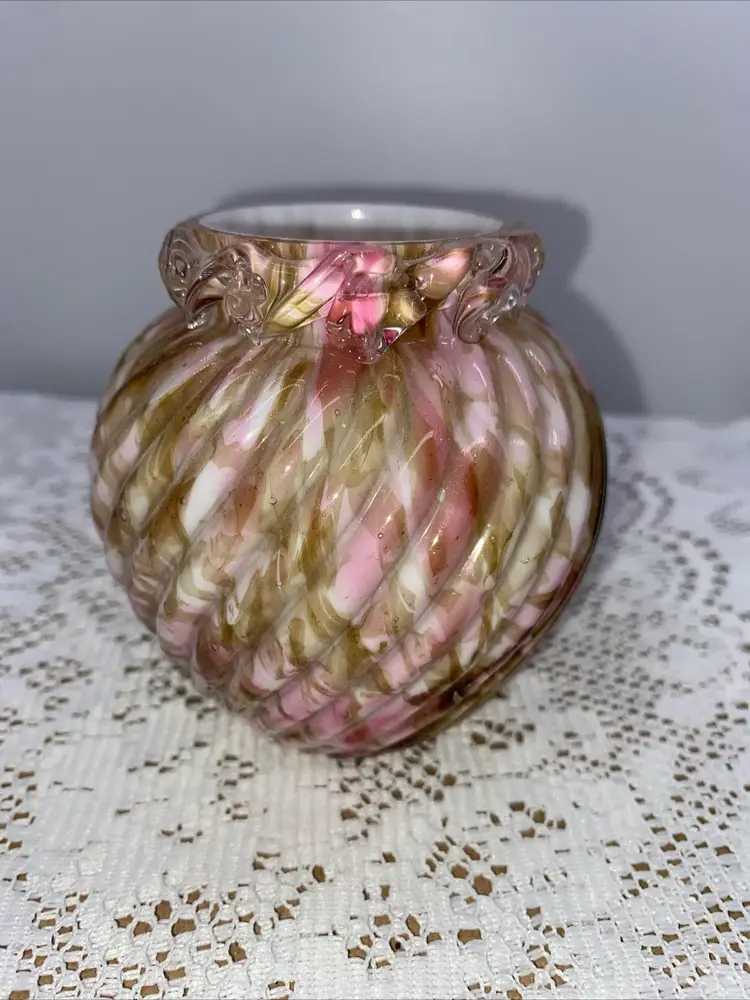 Antique Mottled Case Glass End Of Day Vase