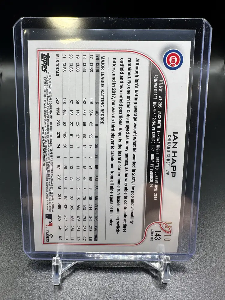 IAN HAPP Hot Pink /10 2022 TOPPS SERIES 1 1ST EDITION CHICAGO CUBS #143