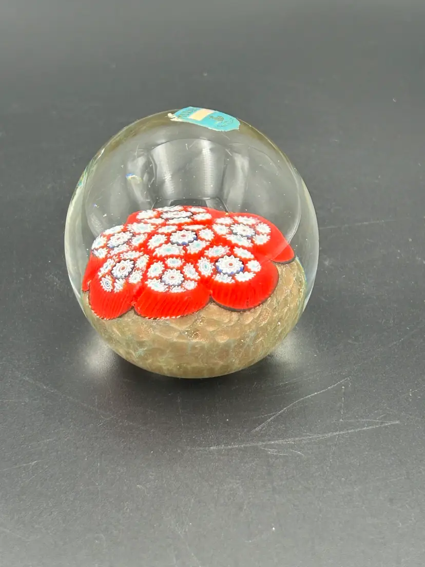 Vintage Murano Glass Millefiori Paperweight Sticker On Top?