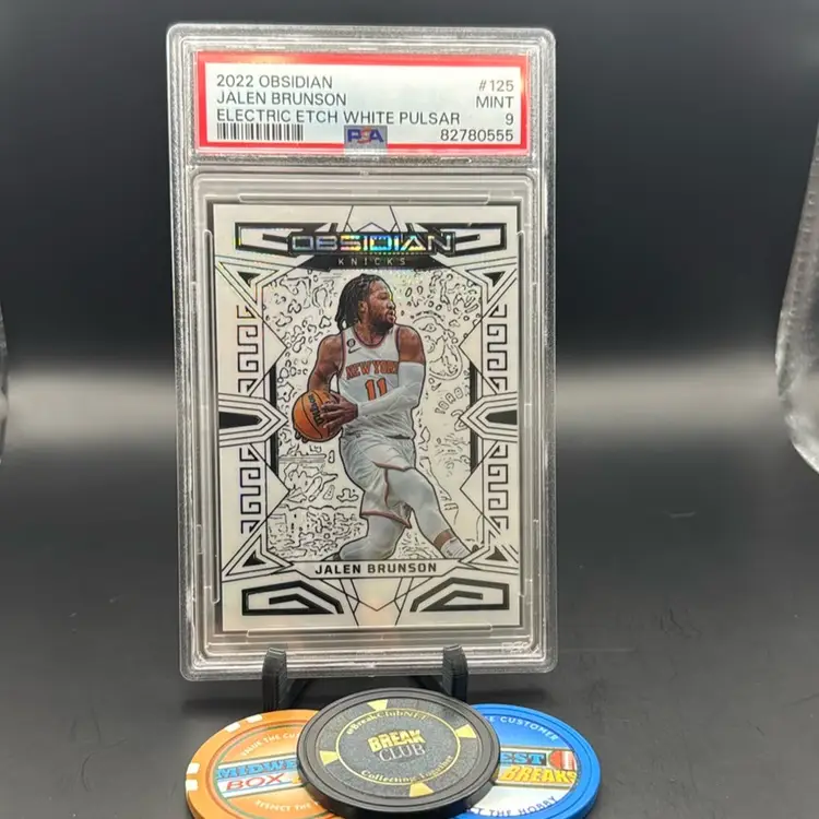 Jalen Brunson PSA 9 Electric Etch White Pulsar 2022 Obsidian New York Knicks