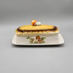 1978 Sears Roebuck & Co Merry Mushroom Ceramic Covered Butter Dish Made In Japan