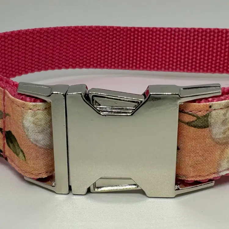 Dog Collar Pink Butterfly Surprise Large Handmade Heavy Duty Metal Buckle NEW