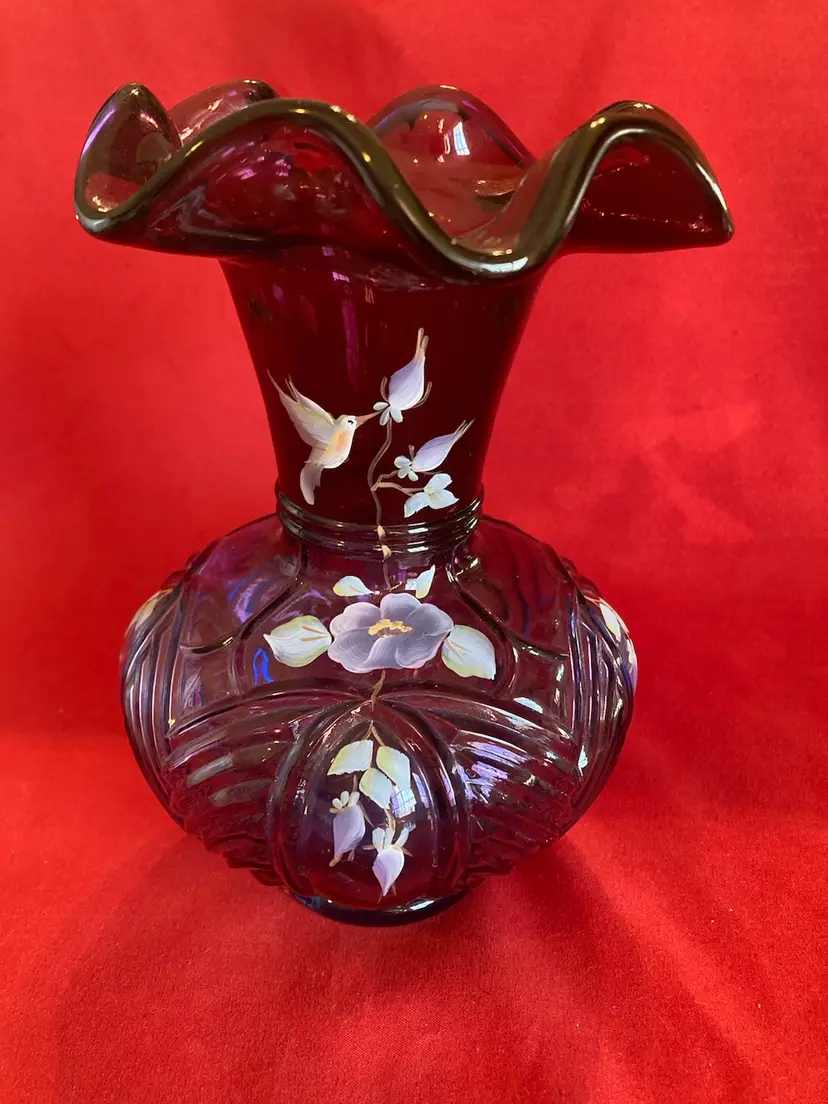 32. VTG Mulberry Herringbone Hand Painted Vase