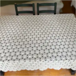 Vintage Crochet Tablecloth or Bedspread 60" X 52" Doily Design Ecru