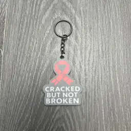 Cracked But Not Broken Breast Cancer Awareness Keychain Pink Ribbon Support Gift
