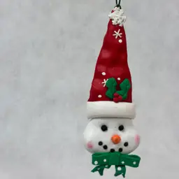 Red hat - Handmade Polymer Clay Snowman Ornament