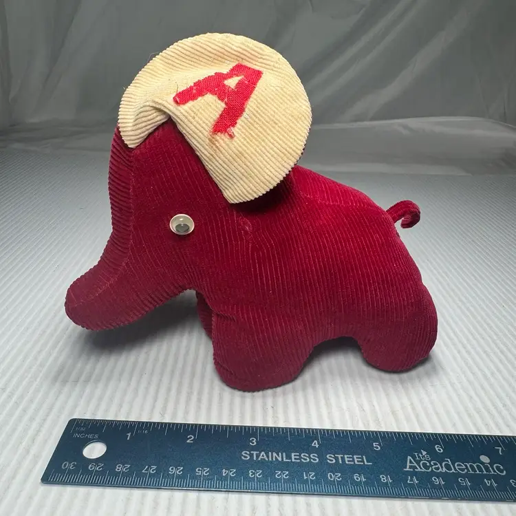 Vintage Plush Courduroy Alabama Elephant Toy University Of Alabama VTG