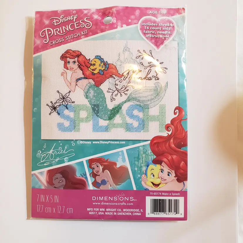 NOS Dimensions Cross-stitch Kit #70-Make A Splash Starring The Little Mermaid