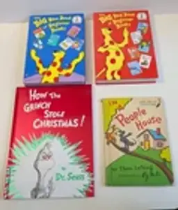 Dr. Seuss 4 Book Hardcover Lot: Big Red And Blue Books, The Grinch, People House