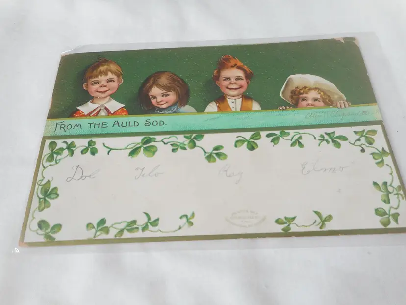Vintage 1909 Postcard posted w/ stamp Embossed boys children Chapsaddle